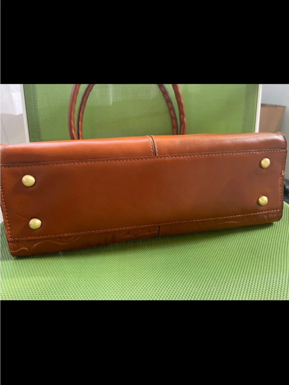 Patricia Nash Embossed Floral Satchel in Cognac